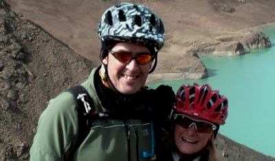 Martin and Angela White Cycling on the  tour with redspokes